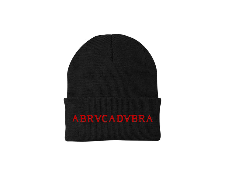Abracadabra - Black Embroidered Winter Beanie