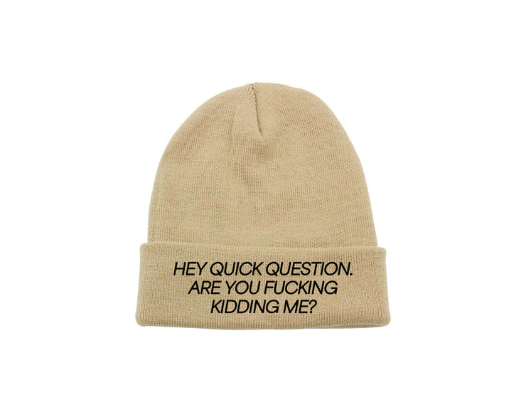 Hey Quick Question. Are You Fucking Kidding Me? - Embroidered Winter Beanie