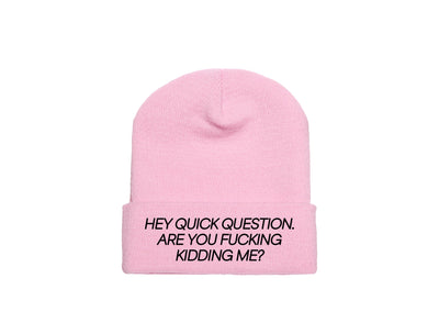 Hey Quick Question. Are You Fucking Kidding Me? - Embroidered Winter Beanie