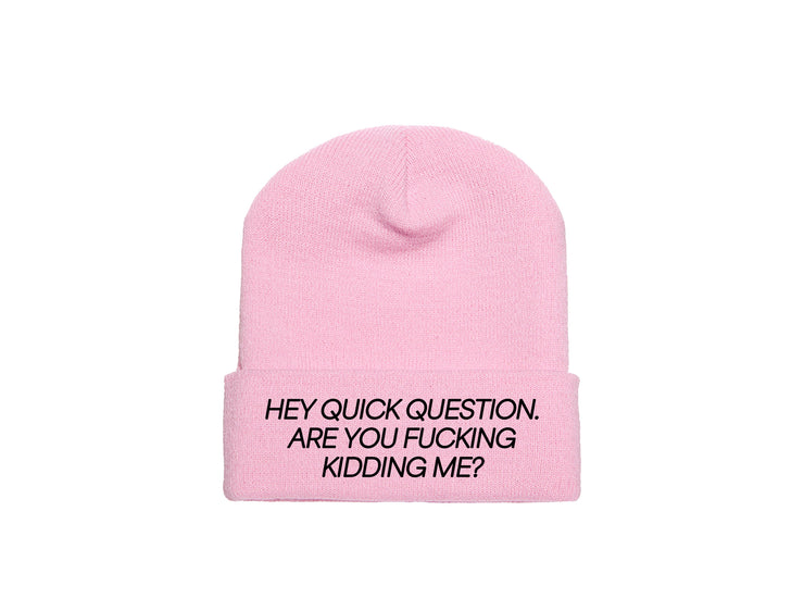 Hey Quick Question. Are You Fucking Kidding Me? - Embroidered Winter Beanie