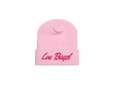 Lox Bagel - Pink Beanie Embroidered Beanie