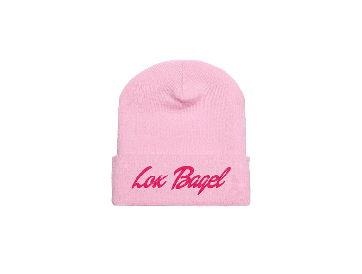 Lox Bagel - Pink Beanie Embroidered Beanie