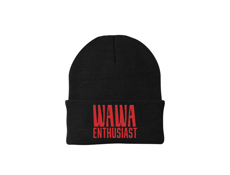 Wawa Enthusiast - Black Embroidered Winter Beanie