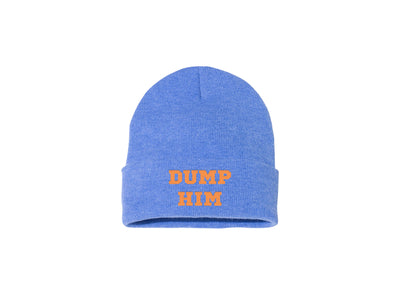 Dump Him - Blue Embroidered Winter Beanie