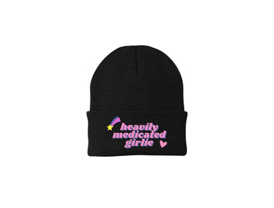 Heavily Medicated Girlie - Embroidered Winter Beanie