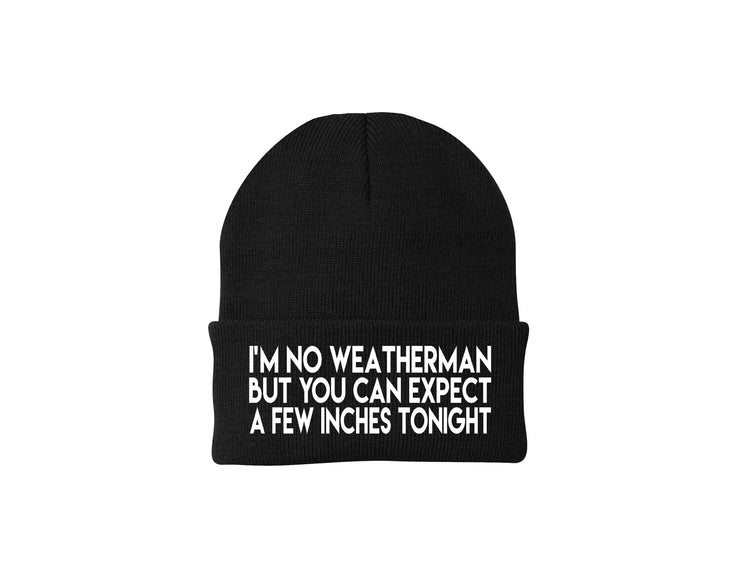 I'm No Weatherman but You Can Expect A Few Inches - Black Embroidered Winter Beanie