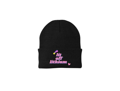 Lit Off Lithium Girlie - Embroidered Winter Beanie
