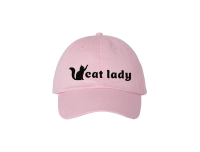 Cat Lady - Light Pink Embroidered Dad Hat