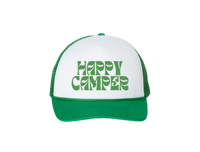 Happy Camper Trucker Hat - Green and White