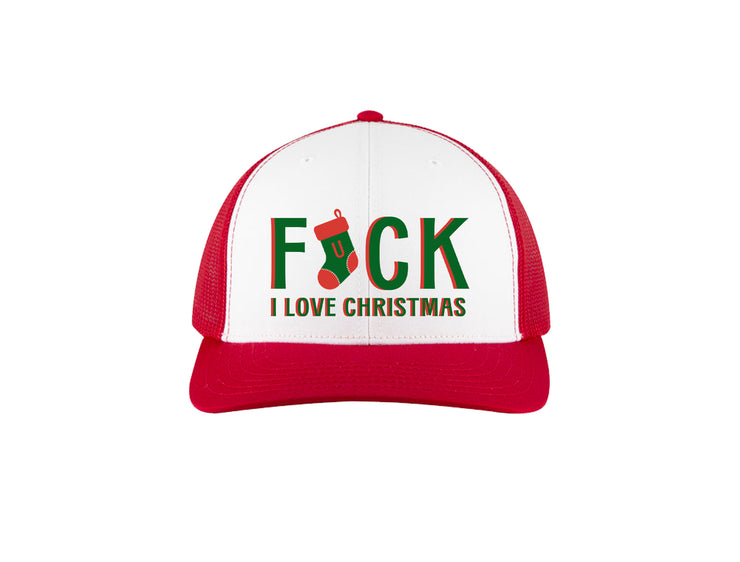 F*ck I Love Christmas Embroidered Trucker Hat – Calm Down Caren