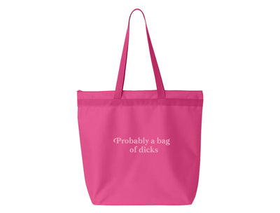 Probably A Bag Of Dicks - Large Zipper Tote Bag