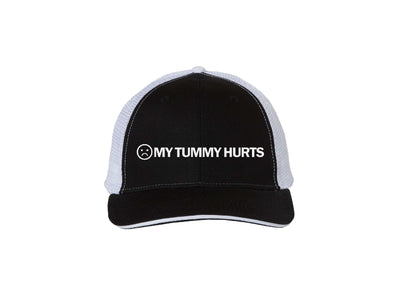 My Tummy Hurts - Embroidered Trucker Hat, Black and White