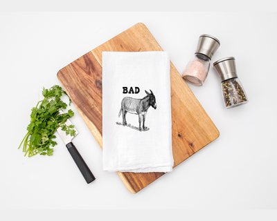 Bad Ass - Donkey Kitchen Tea Towel - Flour Sack Cotton Kitchen Towel