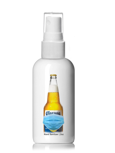 Masked Corona Beer Hand Sanitizer - 4oz Plastic Spray Bottle