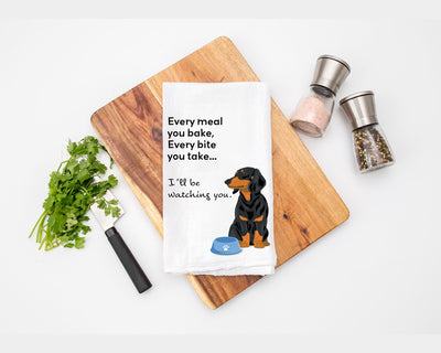 Dachshund Dog Breed "Every Meal" Kitchen Tea Towel - Flour Sack Cotton Kitchen Towel