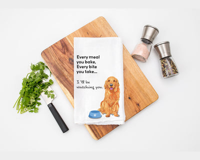 Golden Retriever Dog Breed "Every Meal" Kitchen Tea Towel - Flour Sack Cotton Kitchen Towel