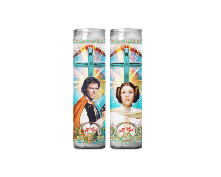 Han Solo and Princess Leia Celebrity Prayer Candle Set - Star Wars