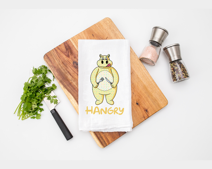 Hangry Hippo Kitchen Tea Towel (IMAGE 2) - Flour Sack Cotton Kitchen Towel