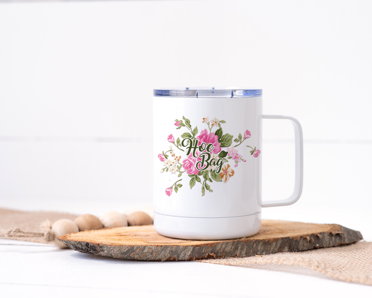 Hoe Bag Stainless Steel Travel Mug - Floral Delicate and Fancy