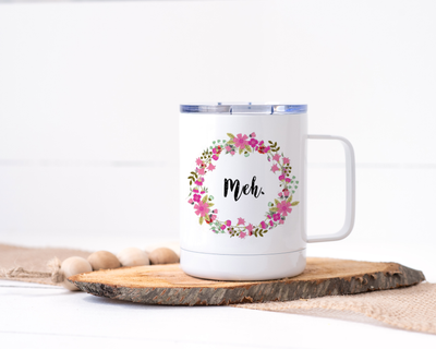 Meh Stainless Steel Travel Mug - Floral Delicate and Fancy