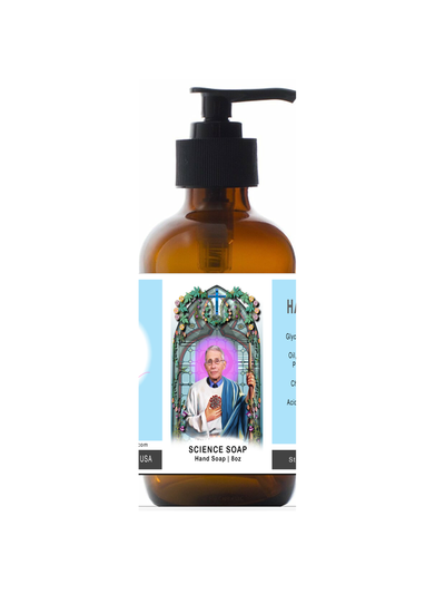 Science Soap - Liquid Hand Soap 8oz Glass Bottle - Saint Dr. Fauci