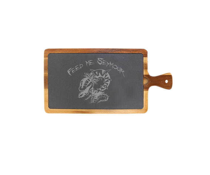 Feed Me Seymour - Large Acacia Wood/Slate Server with Handle - Little Shop of Horrors