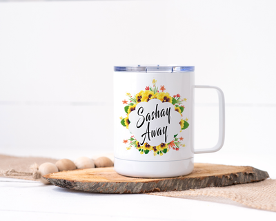 Sashay Away Stainless Steel Travel Mug - Floral Delicate and Fancy
