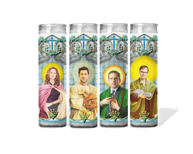 The Office Celebrity Prayer Candle Set of 4 - Michael, Dwight, Jim and Pam