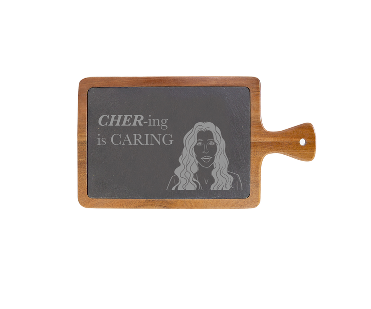 Cher-ing is Caring - Cher Large Acacia Wood/Slate Server with Handle