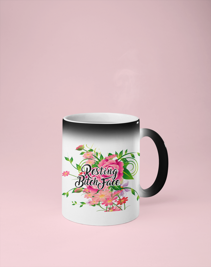 Resting Bitch Face - Floral Color Changing Mug - Reveals Secret Message w/ Hot Water