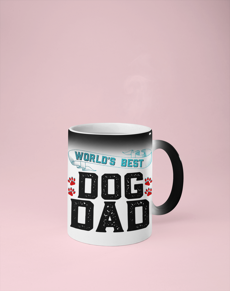 World's Best Dog Dad - Color Changing Mug - Reveals Secret Message w/ Hot Water