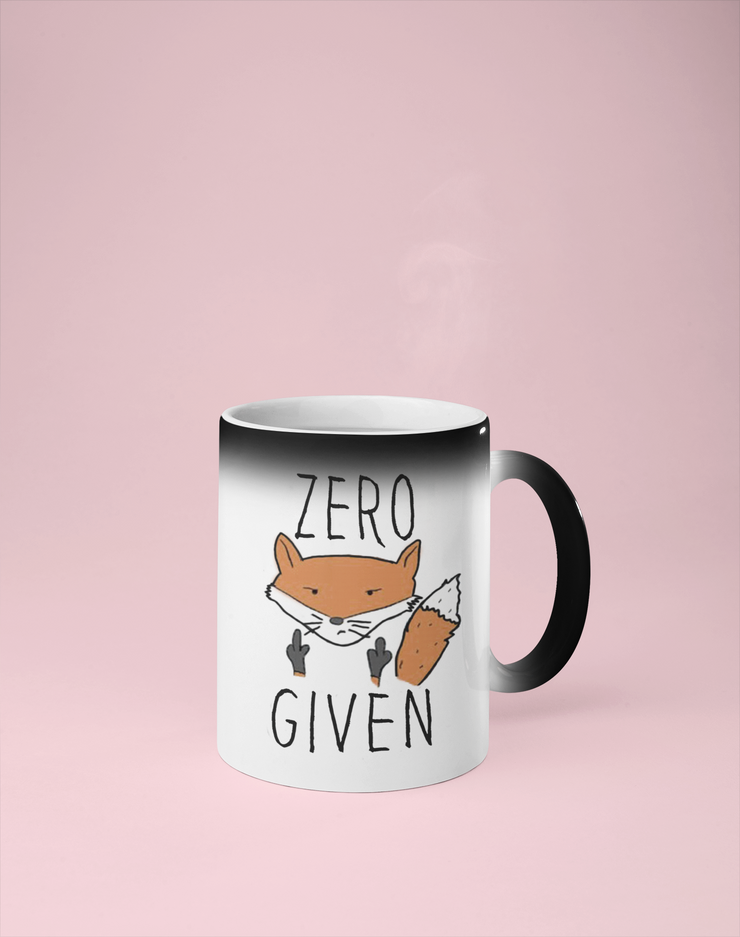 Zero Fox Given  - Color Changing Mug - Reveals Secret Message w/ Hot Water - Adult Humor