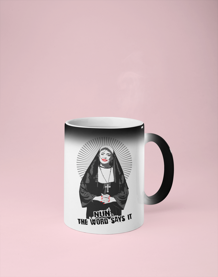 Golden Girls Blanche - Nun the Word Says It Color Changing Mug - Reveals Secret Message w/ Hot Water