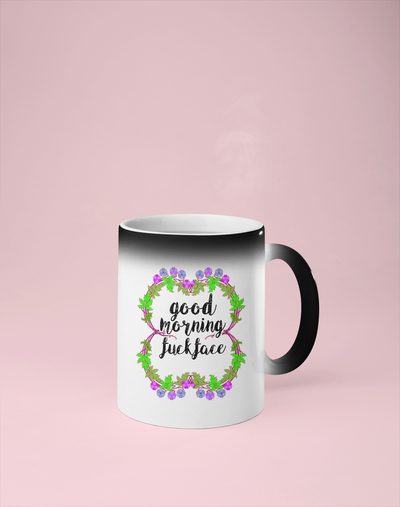 Good Morning Fuck Face Color Changing Mug - Reveals Secret Message w/ Hot Water