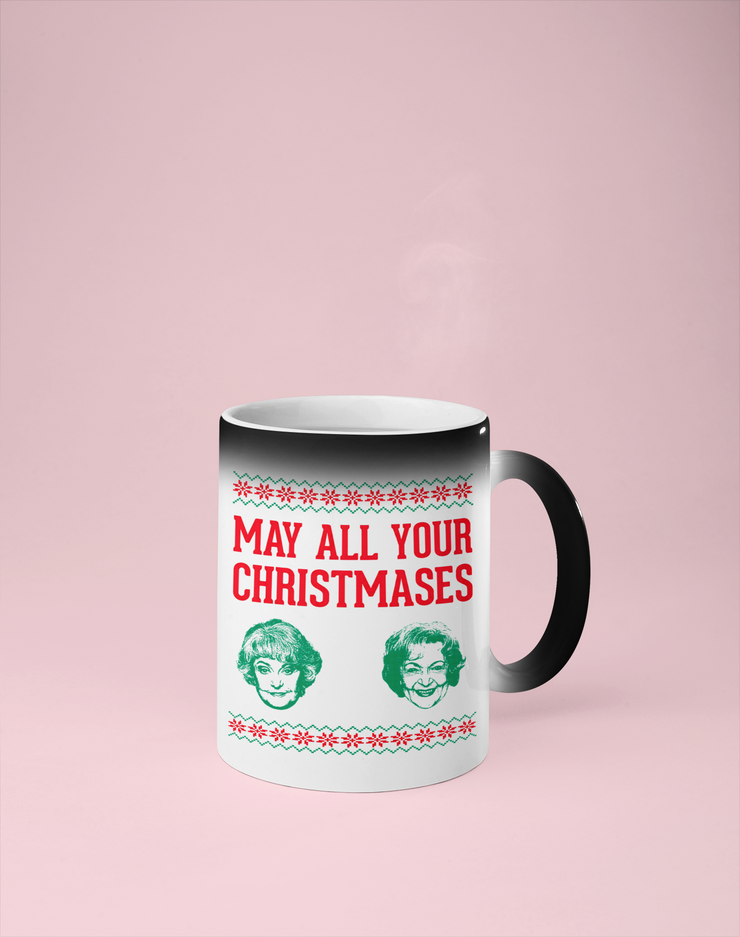 May All Your Christmases Bea White - Golden Girls Color Changing Mug - Reveals Secret Message w/ Hot Water