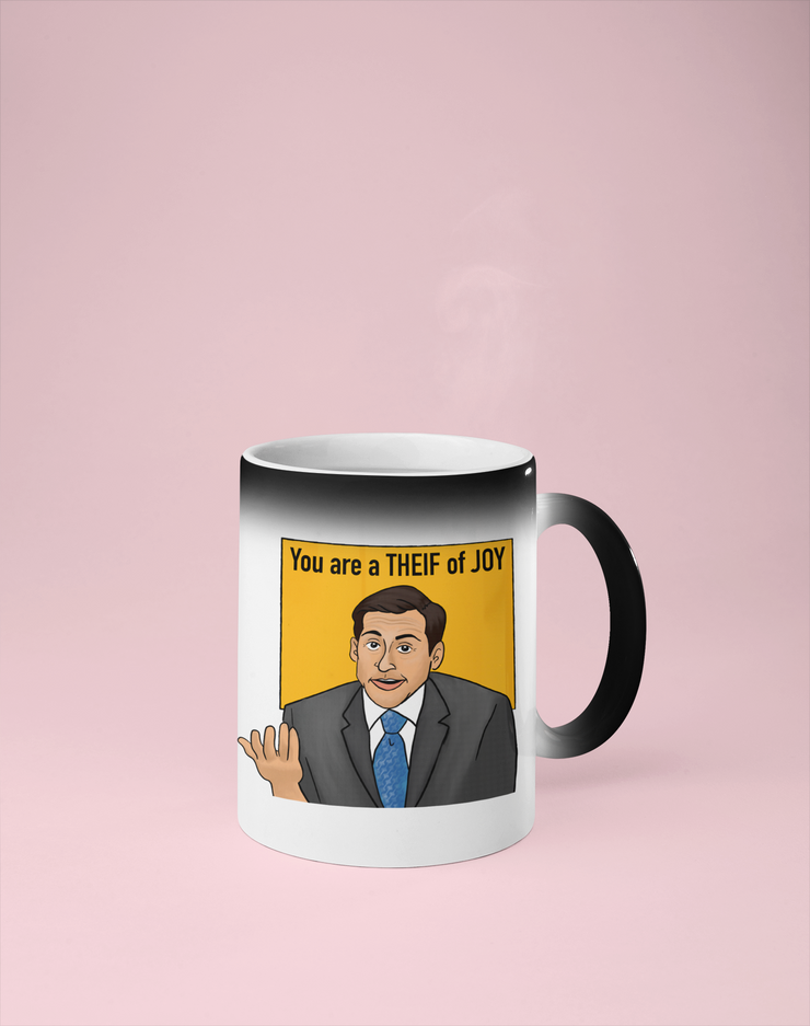 Michael Scott - You Are a Thief of Joy Color Changing Mug - Reveals Secret Message w/ Hot Water - The Office
