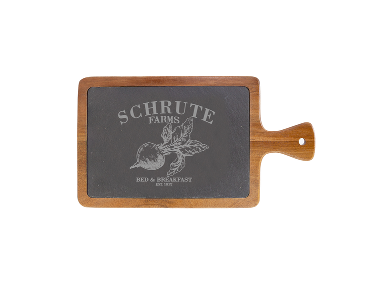 Schrute Farms - The Office Small Acacia Wood/Slate Server with Handle