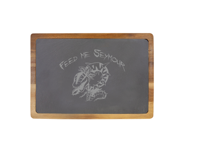 Feed Me Seymour -  13 X 9 Acacia Wood/Slate Serving Board - Little Shop of Horrors