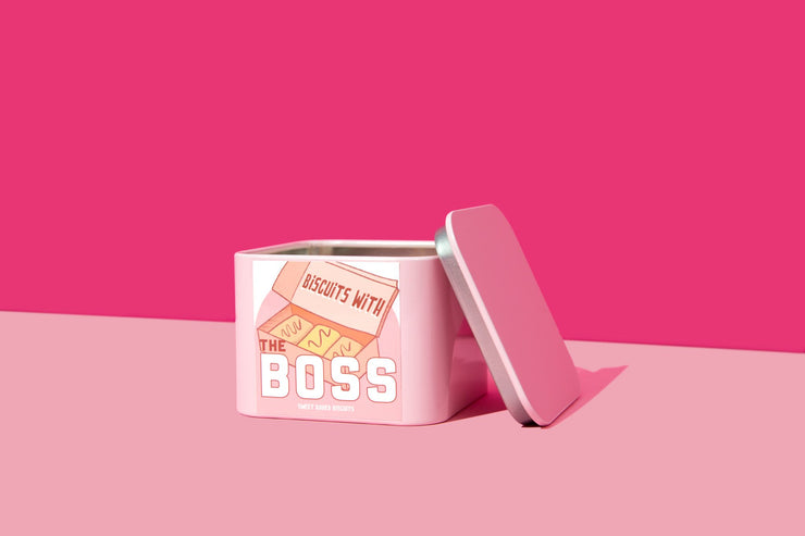 Biscuits with the Boss - Ted Lasso Inspired Candle Hand Poured into Pink Tin