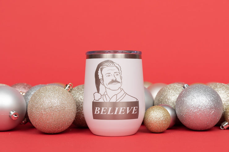 Ted Lasso Believe - Christmas Polar Camel Wine Tumbler with Lid